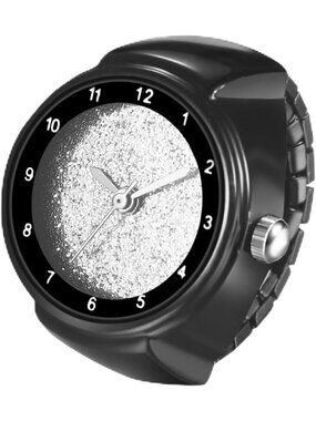 Unisex Black And Grey Analog Quartz Arabic Numerals Stainless Steel Ring Watch